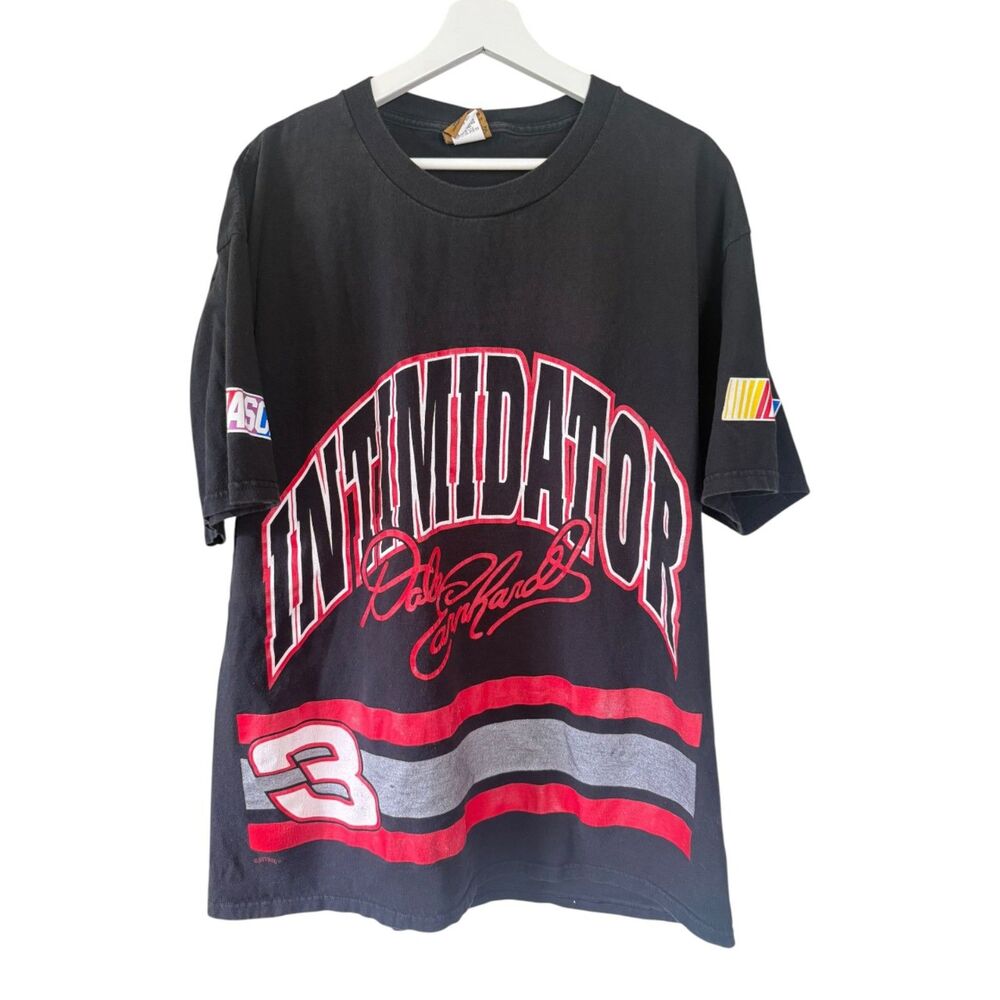 Vintage 90s Dale Earnhardt Intimidator AOP NASCAR Shirt XL Nutmeg Wrap‎ Around